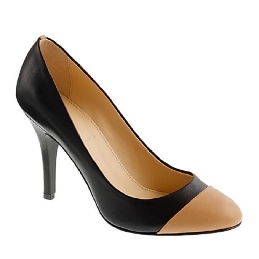 J Crew Tan Beige Black Mona Color Block Heels